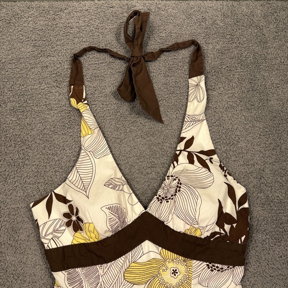 Y2K Babydoll Halter Dress Womens Medium White Floral Ruffle Empire Layered Fairy - Picture 2 of 13